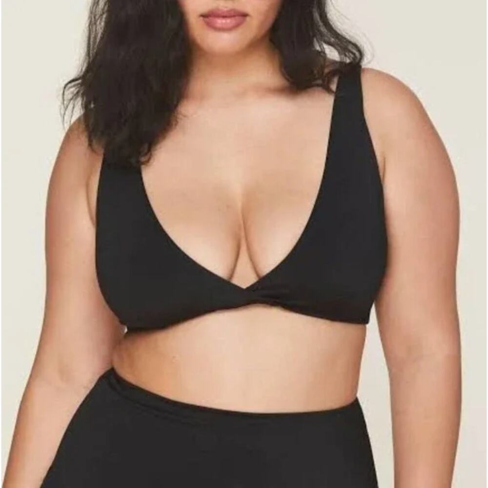 Andie Swim Belmar Bikini Twist Top Womens Medium Black Summer Beach AT207